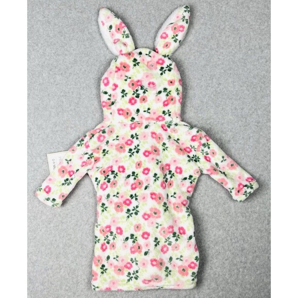 Modern Baby Bathrobe Infant 0-9 Months Floral Pink Plush Hooded NWT - Picture 4 of 13